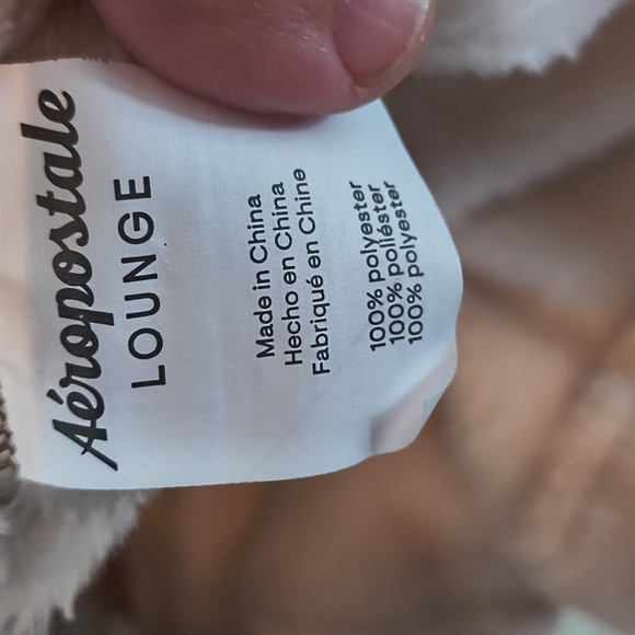 Women's Aeropostale Lounge Teddy Snuggly Brown Cream Hooded Jacket M - Picture 11 of 11